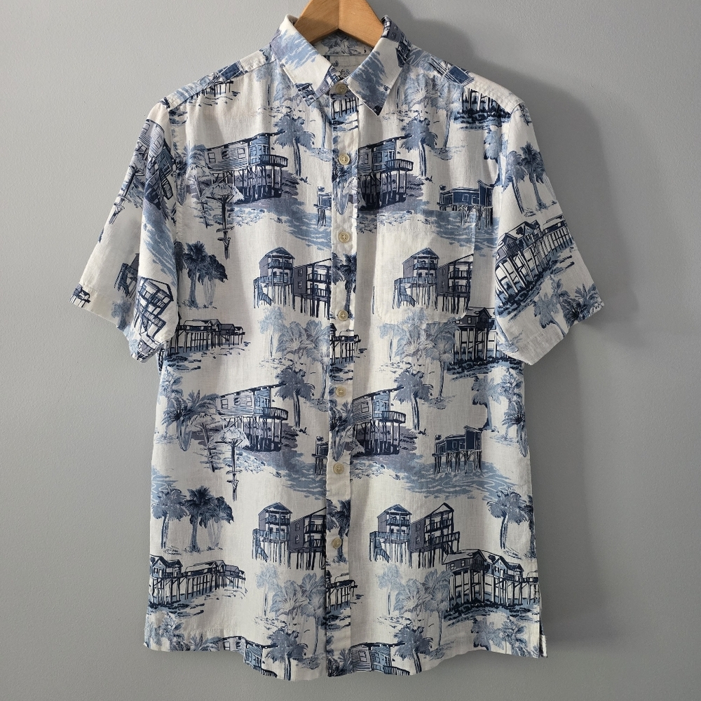 Croft & Barrow Printed Linen Cotton Easy Care Button-down Shirt Size S